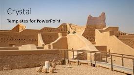  Presentation with riyadh - Slide set consisting of ruins-of-diriyah-old-city background and a light blue colored foreground