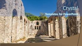 Presentation with albania - Presentation theme consisting of ruins-of-early-christian-basilica background and a ocean colored foreground