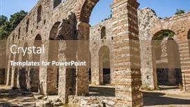  Presentation with christian church - Presentation theme enhanced with ruins-of-early-christian-basilica background and a coral colored foreground