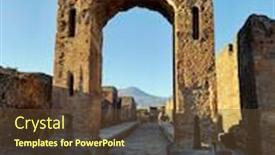  Presentation with italy - Colorful presentation theme enhanced with ruins-of-famous-pompeii-city backdrop and a tawny brown colored foreground