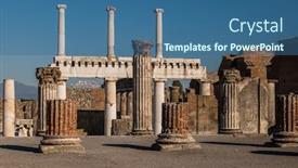  Presentation with octagon in italy - Audience pleasing slide deck consisting of ruins-of-famous-pompeii-city backdrop and a ocean colored foreground