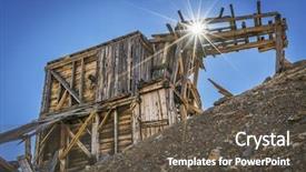  Presentation with rocky mountains - Cool new slides with ruins of gold mine near backdrop and a dark gray colored foreground