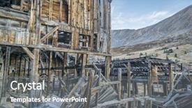  Presentation with gold mine - Theme consisting of ruins of gold mine processing background and a  colored foreground