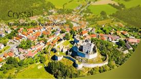  Presentation with gothic castle - PPT theme consisting of ruins-of-gothic-castle-rabi and a gold colored foreground