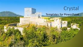  Presentation with gothic castle - Presentation theme having ruins-of-gothic-castle-rabi and a light blue colored foreground
