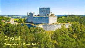  Presentation with gothic castle - Theme featuring ruins-of-gothic-castle-rabi background and a tawny brown colored foreground