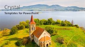  Presentation with gothic - Amazing PPT theme having ruins-of-gothic-church backdrop and a lemonade colored foreground