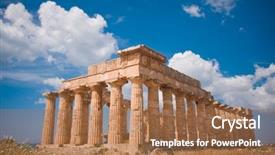  Presentation with greek - Colorful theme enhanced with ruins of greek temple selinunte backdrop and a coral colored foreground