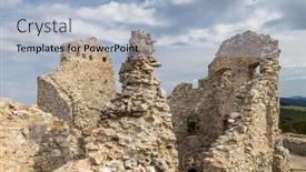  Presentation with castle - Audience pleasing presentation design consisting of ruins-of-hrusov-castle-zlate backdrop and a light blue colored foreground
