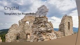  Presentation with castle - Slide set having ruins-of-hrusov-castle-zlate background and a light blue colored foreground