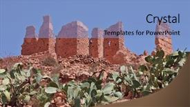  Presentation with apple pear quince - PPT layouts having ruins of kasbah in morocco background and a light blue colored foreground