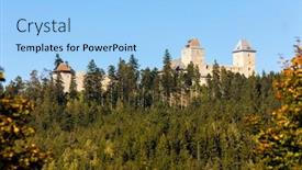  Presentation with czech republic - Slides having ruins-of-kasperk-castle-czech background and a  colored foreground