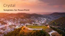  Presentation with earth eye - PPT layouts with ruins-of-kremenets-castle background and a coral colored foreground