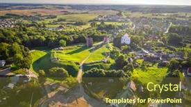  Presentation with castle - Colorful PPT theme enhanced with ruins-of-medieval-castle backdrop and a tawny brown colored foreground