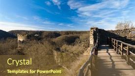  Presentation with region - PPT layouts enhanced with ruins-of-novy-hradek-castle background and a tawny brown colored foreground