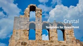  Presentation with roman ruins - Audience pleasing slides consisting of ruins-of-odeon-of-herodes backdrop and a teal colored foreground
