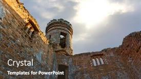  Presentation with tower - Colorful presentation theme enhanced with ruins-of-old-castle-tower backdrop and a tawny brown colored foreground