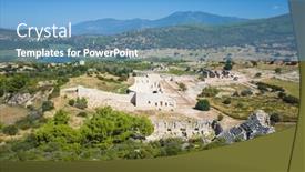  Presentation with archaeological - Slide deck having ruins-of-patara-the-ancient background and a teal colored foreground