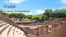  Presentation with amphitheater - Presentation theme enhanced with ruins of pompeii ancient amphitheater background and a light blue colored foreground