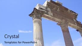  Presentation with ancient greek pillars and columns - Slides featuring ruins of pompeii ancient columns background and a light blue colored foreground