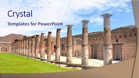  Presentation with ancient ruins - Audience pleasing slide set consisting of ruins of pompeii ancient columns backdrop and a sky blue colored foreground