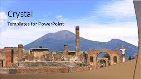  Presentation with volcano - Audience pleasing theme consisting of ruins of pompeii and volcano backdrop and a light blue colored foreground
