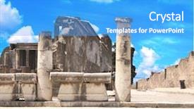  Presentation with ancient greek pillars and columns - Slide set with ruins of pompeii italy ancient background and a teal colored foreground