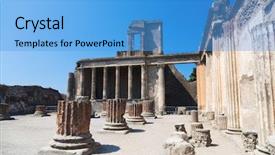  Presentation with history pompeii - Audience pleasing presentation theme consisting of ruins of pompeii italy ruinous backdrop and a teal colored foreground