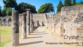  Presentation with low angle view of fictitious - Cool new presentation with ruins of pompeii italy wide backdrop and a lemonade colored foreground