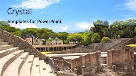  Presentation with history pompeii - Colorful PPT layouts enhanced with ruins of pompeii italy backdrop and a light blue colored foreground