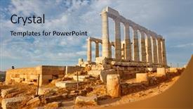  Presentation with ancient greece - Theme with ruins of poseidon temple greece background and a light blue colored foreground