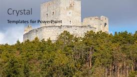  Presentation with castle purple - PPT theme having ruins-of-rabi-castle-czech background and a light blue colored foreground