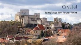  Presentation with czech republic - Theme consisting of ruins-of-rabi-castle-czech background and a light blue colored foreground