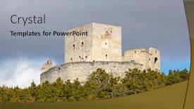  Presentation with czech republic - Slide set featuring ruins-of-rabi-castle-czech background and a light gray colored foreground