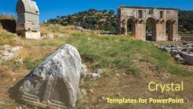 Presentation with ancient ruins - Presentation theme enhanced with ruins-of-rock-tombs background and a violet colored foreground