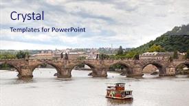  Presentation with forum - Colorful presentation design enhanced with ruins of roman forum trajan's column in rome backdrop and a sky blue colored foreground