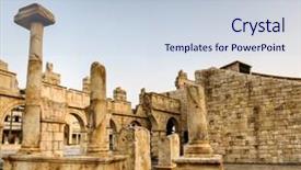  Presentation with roman style - Beautiful presentation theme featuring ruins of roman style buildings in macao china backdrop and a lemonade colored foreground