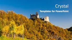  Presentation with land - Audience pleasing presentation consisting of ruins-of-senftenberg-krems-land backdrop and a teal colored foreground