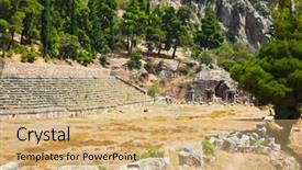  Presentation with stadium - Presentation design consisting of ruins of stadium in delphi background and a coral colored foreground