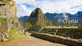  Presentation with stone - Colorful presentation design enhanced with houses at machu picchu peru backdrop and a tawny brown colored foreground
