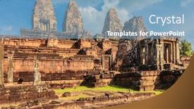 Presentation with world heritage - PPT theme featuring ruins-of-ta-keo-temple background and a light blue colored foreground