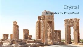 Presentation with world heritage - Cool new PPT theme with ruins-of-tachara-palace-built backdrop and a cool aqua colored foreground