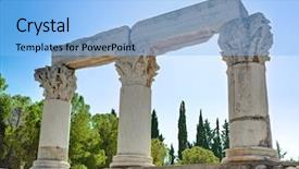  Presentation with corinth - PPT theme consisting of ruins of temple in corinth background and a light blue colored foreground