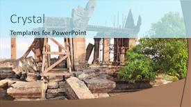  Presentation with heritage - Slide deck having ruins-of-temple-in-preah background and a cool aqua colored foreground