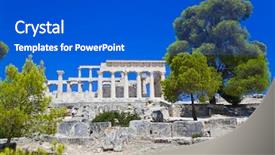  Presentation with archaeology - Theme consisting of ruins of temple on island background and a dark gray colored foreground