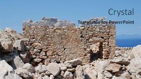  Presentation with abandoned - Amazing theme having ruins of the abandoned village of mikro chorio on the greek island of tilos backdrop and a light blue colored foreground