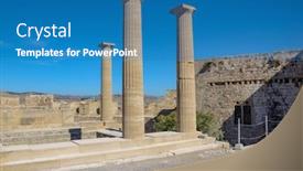  Presentation with culture heritage greece - Presentation theme enhanced with ruins-of-the-acropolis background and a teal colored foreground