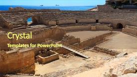  Presentation with amphitheater - Colorful PPT layouts enhanced with ruins of the ancient amphitheater backdrop and a tawny brown colored foreground