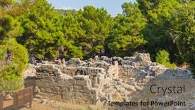  Presentation with ancient ruins - Cool new slide deck with ruins-of-the-ancient-phaselis backdrop and a coral colored foreground