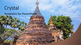  Presentation with ancient ruins - Presentation design consisting of ruins of the bagaya monastery background and a light blue colored foreground